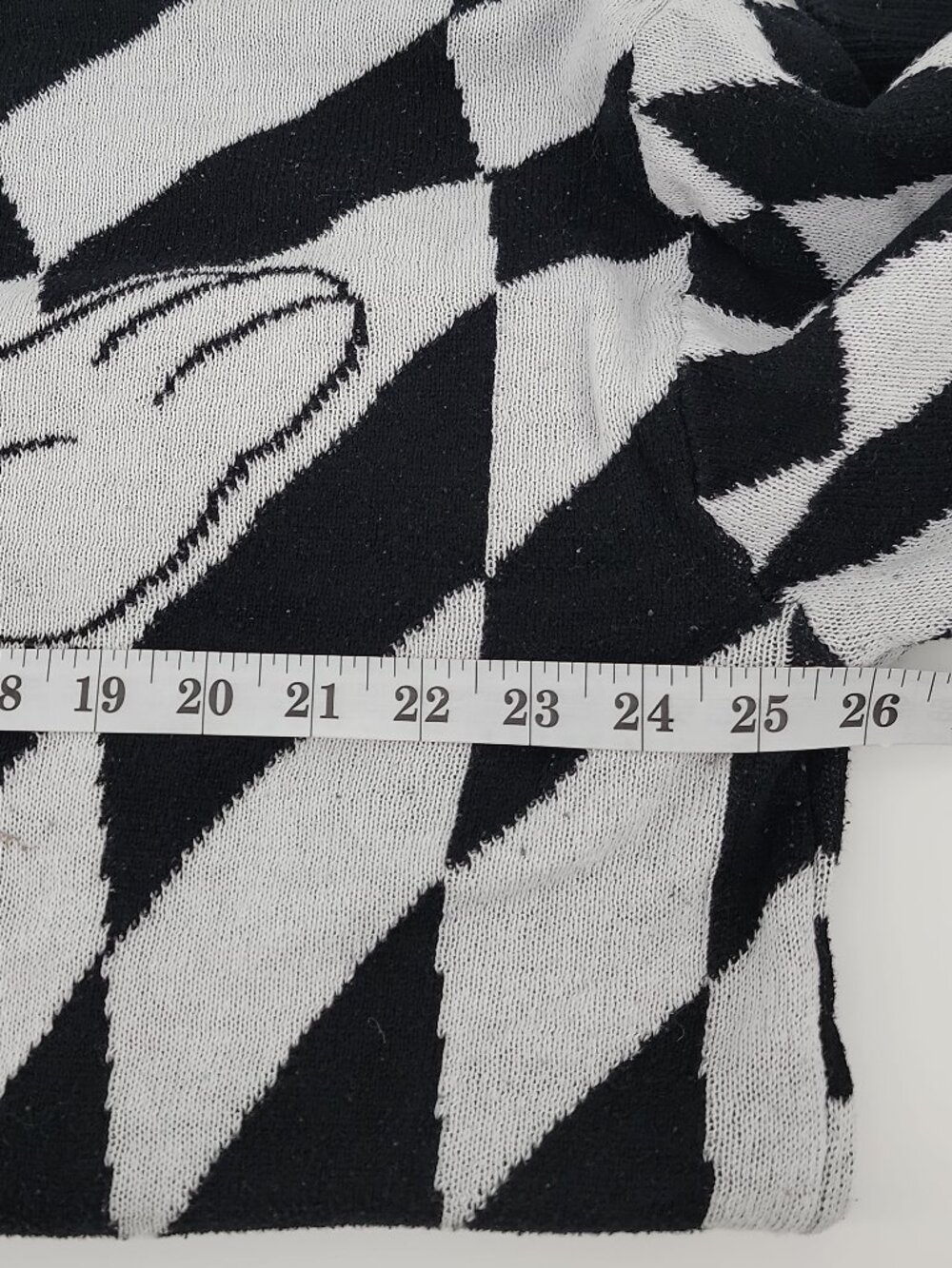 Disney Mickey Mouse Checkerboard Sweater Black White Graphic Retro Streetwear - Picture 5 of 7